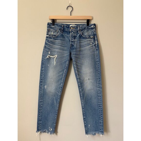 Moussy Vintage Kelley Straight-Leg Tapered Distressed Button Fly Denim Jeans 27 - Picture 2 of 11